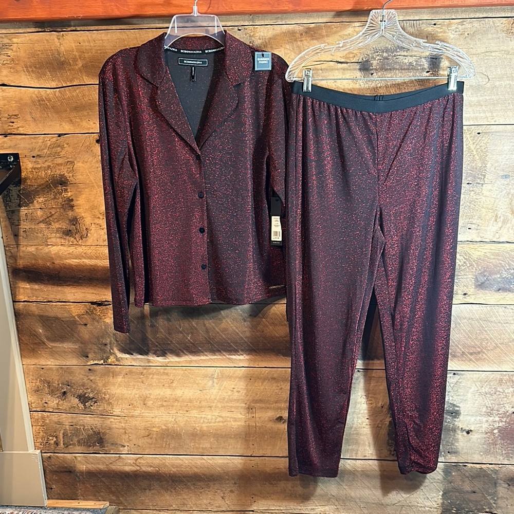 BCBGMaxAzria Red Shimmer Pajama Set Intimates